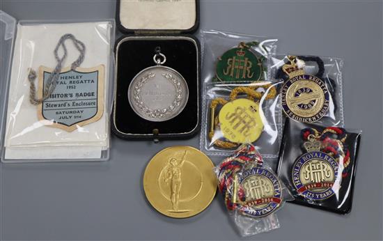 A Henley Royal Regatta 1968 enamelled members badge and various related items,